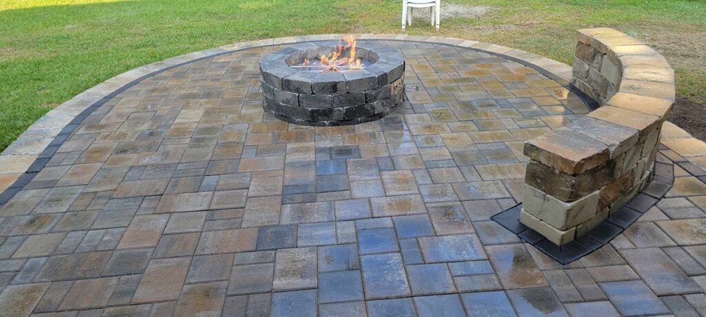 firepit and pavers