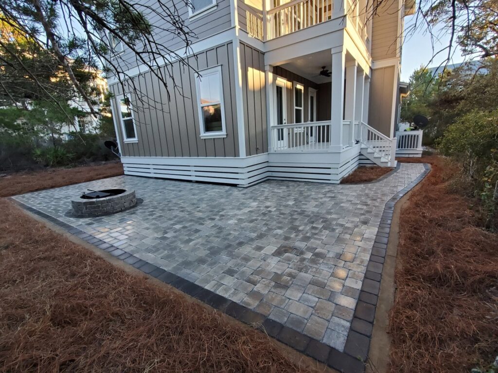pavers and fire pit at house