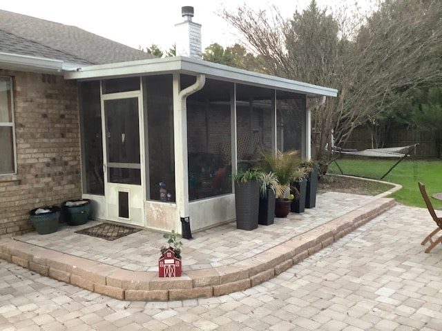 paver patio with porch