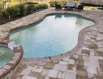 pool deck made from stone pavers